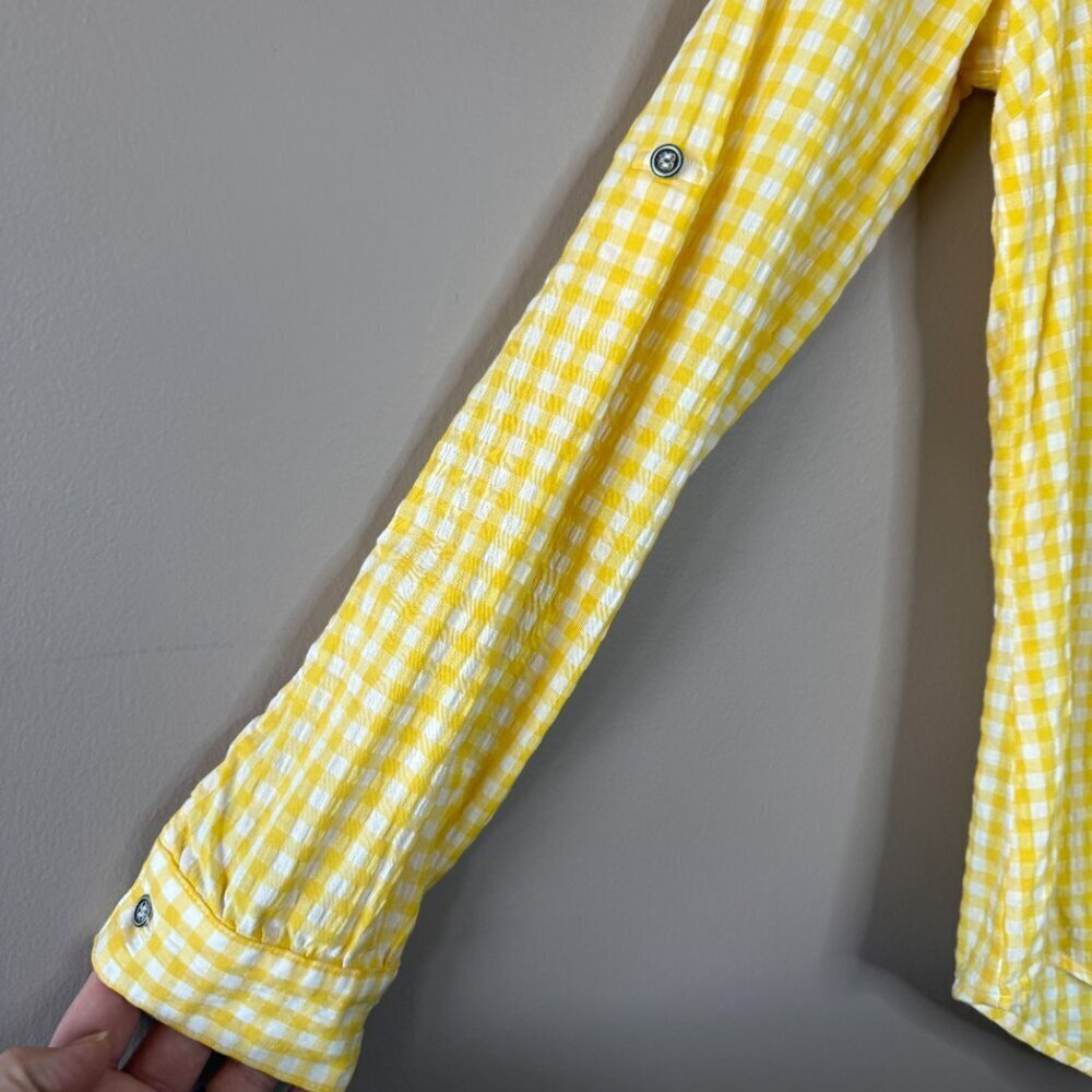 Women's M Kut From The Kloth Feena Button Down Yellow Gingham - Picture 4 of 7